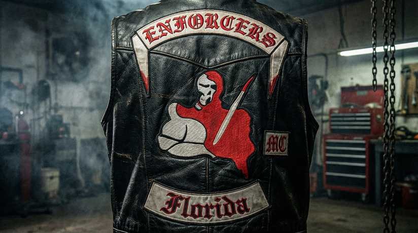 Enforcers MC riders in formation